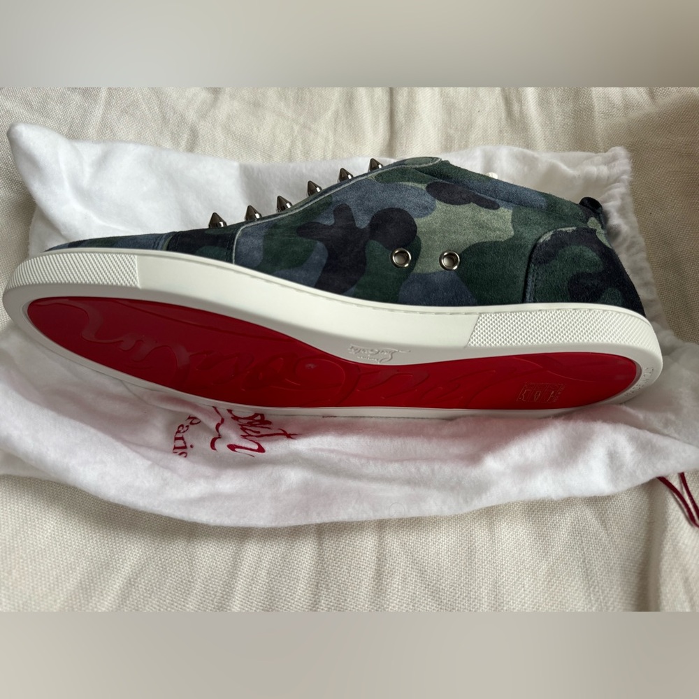 Louboutin Calfskin Suede Camouflage Red Bottoms (Fique A Vontade Flat)